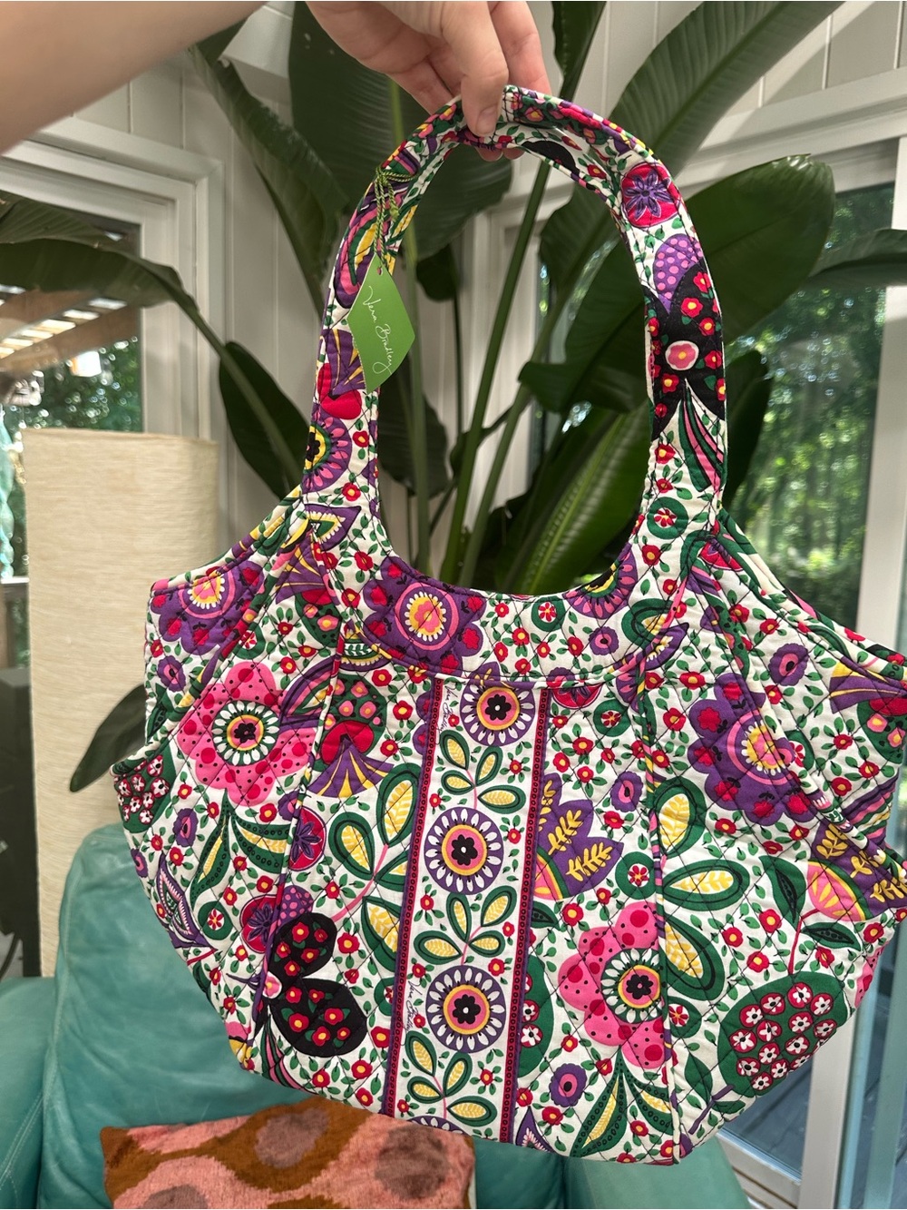 Vera Bradley Pink Purple Floral Quilted Tote